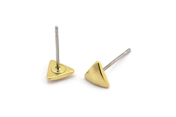 Brass Triangle Earring, 12 Raw Brass Triangle Stud Earrings (6x1.5mm) A1343 A1810