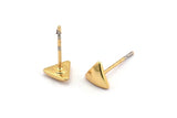Gold Triangle Earring, 8 Gold Plated Brass Triangle Stud Earrings (6x1.5mm) A1343 A1810