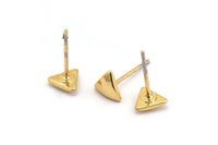 Gold Triangle Earring, 8 Gold Plated Brass Triangle Stud Earrings (6x1.5mm) A1343 A1810
