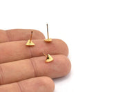 Gold Triangle Earring, 8 Gold Plated Brass Triangle Stud Earrings (6x1.5mm) A1343 A1810