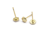 Gold Hexagon Earring, 8 Gold Plated Brass Hexagon Stud Earrings (5x1.5mm) D1430 A1379
