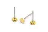 Brass Round Earring, 12 Textured Raw Brass Round Earring Studs (4x0.80mm) A1530