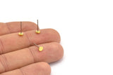 Brass Round Earring, 12 Textured Raw Brass Round Earring Studs (4x0.80mm) A1530