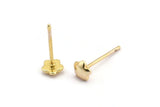 Gold Flower Earring, 12 Gold Plated Brass Flower Stud Earrings (5mm) D1408