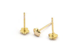 Gold Flower Earring, 12 Gold Plated Brass Flower Stud Earrings (5mm) D1408