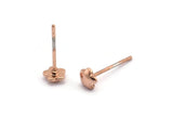 Rose Gold Flower Earring, 12 Rose Gold Plated Brass Flower Stud Earrings (5mm) D1408