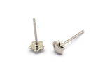 Silver Flower Earring, 10 Silver Tone Brass Flower Stud Earrings (5mm) D1408