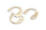 Silver Geometric Charm, 6 Antique Silver Plated Brass U Shaped Pendants With 3 Holes, Charms, Findings (24x30x0.60mm) D936