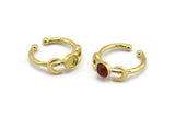 Brass Ring Settings, Raw Brass Moon And Planet Ring With 1 Stone Setting - Pad Size 6mm N1159