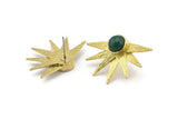 Brass Sun Earring, 4 Raw Brass Sunshine Stud Earrings - Pad Size 8mm N0700