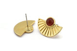 Gold Sun Earring, 2 Gold Plated Brass Sunshine Stud Earrings - Pad Size 6mm (22x15mm) N1115