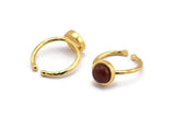 Gold Ring Settings, Gold Plated Brass Round Ring With 1 Stone Setting - Pad Size 8mm N1765 S1201