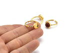 Gold Ring Settings, Gold Plated Brass Round Ring With 1 Stone Setting - Pad Size 8mm N1765 S1201