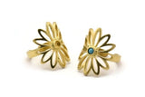 Brass Flower Ring, 2 Raw Brass Flower Rings With 1 Stone Settings - Pad Size 3mm N1849