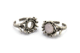 The Queen Ring Setting, 1 Antique Silver Plated Queen Ring Setting with Pad Size 10mm U043 H0294