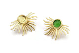 Gold Sun Earring, 2 Gold Plated Brass Sunshine Stud Earrings - Pad Size 8mm N0802 Q0805