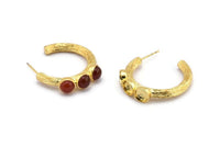 Gold Geometric Earring, 2 Gold Plated Brass Textured Geometric Earrings - Pad Size 6mm (29x4mm) N0959