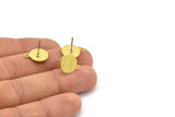Brass Round Earring, 8 Textured Raw Brass Round Earring Studs (15x12x0.80mm) M341 A1551