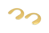 Brass Geometric Charm, 12 Raw Brass U Shaped Pendants With 3 Holes, Charms, Findings (24x30x0.60mm) D936