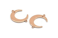 Gül Altın Ay Tılsımı, 2 Döngü ve 1 Delikli 6 Gül Altın Kaplama Pirinç Hilal Ay Tılsımı, Bağlantı Parçaları (22x17x1mm) D0765 Q0772