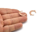 Gül Altın Ay Tılsımı, 2 Döngü ve 1 Delikli 6 Gül Altın Kaplama Pirinç Hilal Ay Tılsımı, Bağlantı Parçaları (22x17x1mm) D0765 Q0772