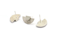 Silver Earring Posts, 2 925 Silver Semi Circle Stud Earrings (16x10mm) N0797