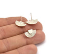 Silver Earring Posts, 2 925 Silver Semi Circle Stud Earrings (16x10mm) N0797