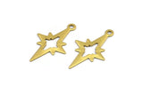 Tribal Brass Charm, 100 Raw Brass Tribal Diamond Charms, Findings With 1 Loop (21x12x0.40mm) E376