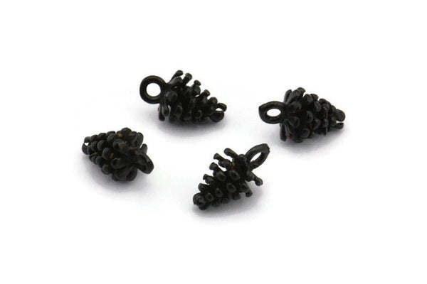 Kozalak Tılsımı, 1 Döngülü 6 Oksitlenmiş Siyah Pirinç Kozalak Tılsımı (7x12mm) BS 1804 H1318