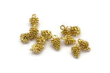 Brass Pine Cone Charm, 6 Raw Brass Pine Cone Charms (7x12mm) BS 1804