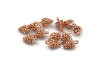 Rose Gold Pine Cone Charm, 4 Rose Gold Plated Brass Pine Cone Charms (7x12mm) BS 1804