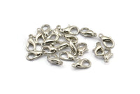 Silver Parrot Clasp, 50 Silver Tone Plated Lobster Clasps, Findings (12x6.5mm) BS 2379