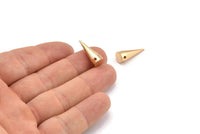 Gold Spike Pendant, 2 Gold Plated Brass Spike Tribal Pendants (20x7mm) A0763