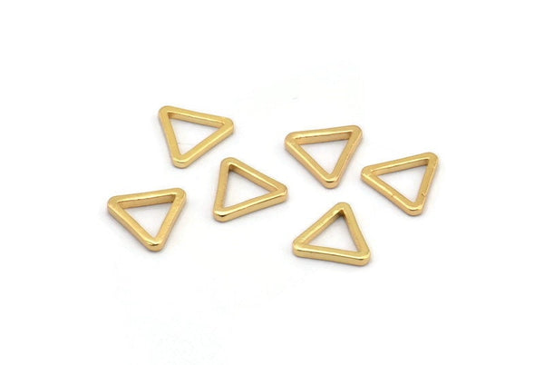 Gold Triangle Charm, 24 Gold Plated Brass Open Triangle Ring Charms (8x0.8mm) D0276 Q0616
