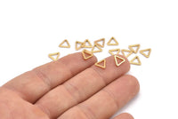 Gold Triangle Charm, 24 Gold Plated Brass Open Triangle Ring Charms (8x0.8mm) D0276 Q0616