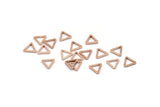 Gül Altın Üçgen Charm, 24 Gül Altın Kaplama Pirinç Açık Üçgen Yüzük Charm (8x0,8 mm) D0276 Q0616