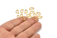 Altın Yarım Ay - 24 Altın Kaplama Pirinç Açık Yarım Daire Konnektör (6x11x1mm) D0009 Q0618