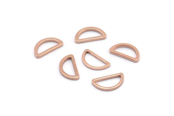 Gül Altın Yarım Ay - 24 Gül Altın Kaplama Pirinç Açık Yarım Daire Konnektör (6x11x1mm) D0009 Q0618