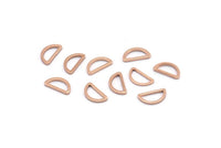Gül Altın Yarım Ay - 24 Gül Altın Kaplama Pirinç Açık Yarım Daire Konnektör (6x11x1mm) D0009 Q0618