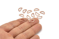 Gül Altın Yarım Ay - 24 Gül Altın Kaplama Pirinç Açık Yarım Daire Konnektör (6x11x1mm) D0009 Q0618