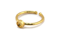 Gold Ring Settings, 2 Gold Plated Brass Round Ring With 1 Stone Setting - Pad Size 4mm N1761 H1072