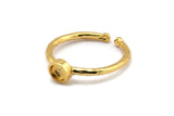 Gold Ring Settings, 2 Gold Plated Brass Round Ring With 1 Stone Setting - Pad Size 4mm N1761 H1072