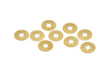 Brass Star Charm, 50 Raw Brass Star Charms With 1 Hole, Findings (12x0.50mm) D1197