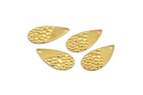 Brass Drop Charm, 24 Textured Raw Brass Drop Charms With 1 Hole, Earrings, Findings (25x13x1mm) D976