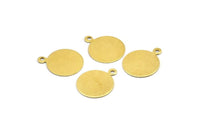13mm Round Tag, 100 Raw Brass Round Tags, Charms, Findings, Stamping Tags With 1 Loop (13mm) Brs90 A0220