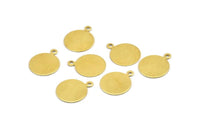 13mm Round Tag, 100 Raw Brass Round Tags, Charms, Findings, Stamping Tags With 1 Loop (13mm) Brs90 A0220