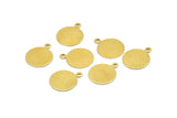 13mm Round Tag, 100 Raw Brass Round Tags, Charms, Findings, Stamping Tags With 1 Loop (13mm) Brs90 A0220