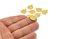 13mm Round Tag, 100 Raw Brass Round Tags, Charms, Findings, Stamping Tags With 1 Loop (13mm) Brs90 A0220