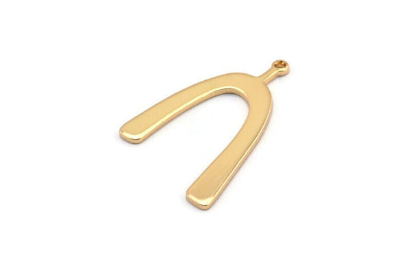Gold U Charm, 2 Gold Plated Brass U Shaped Charms With 1 Loop, Pendants, Earrings, Findings (34x22x1mm) D1182 Q0856