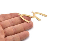Gold U Charm, 2 Gold Plated Brass U Shaped Charms With 1 Loop, Pendants, Earrings, Findings (34x22x1mm) D1182 Q0856